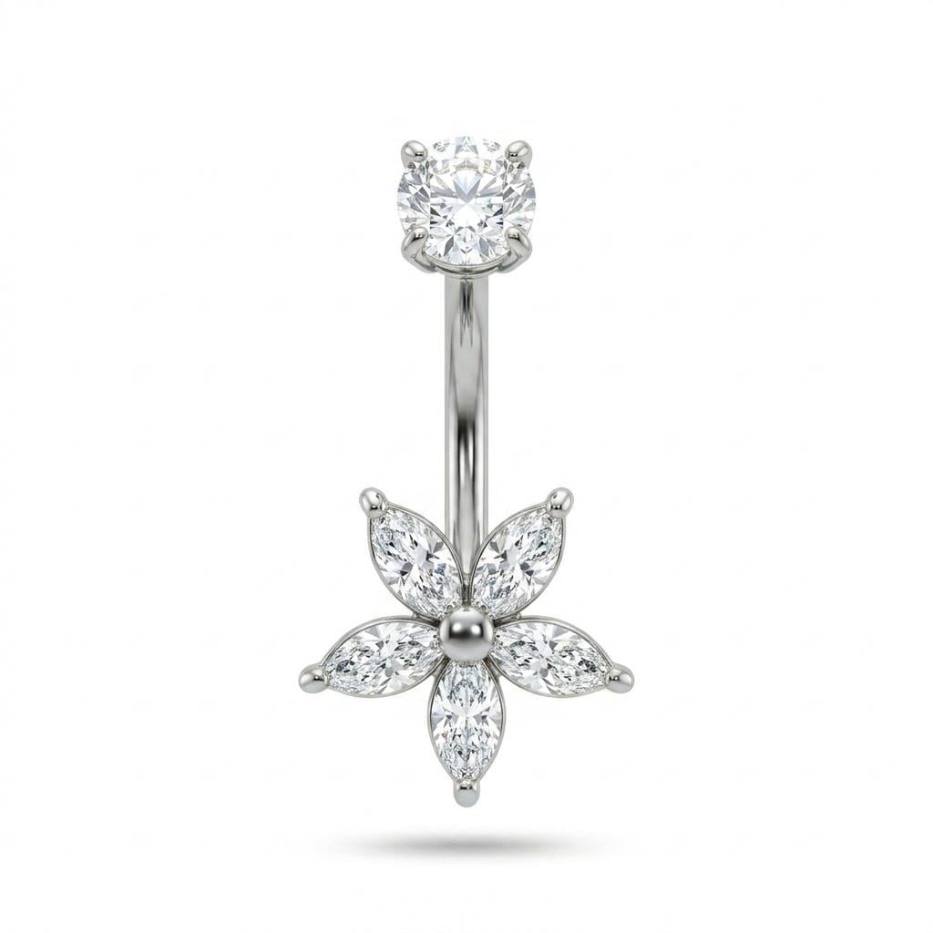 Welch Çelik Taşlı Çiçek Göbek Piercing Welch Çelik Taşlı Çiçek Göbek Piercing ve Piercing Modelleri - WELCH 