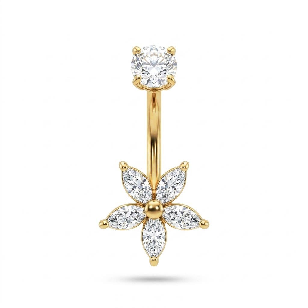 Welch Çelik Taşlı Çiçek Göbek Piercing Welch Çelik Taşlı Çiçek Göbek Piercing ve Piercing Modelleri - WELCH 