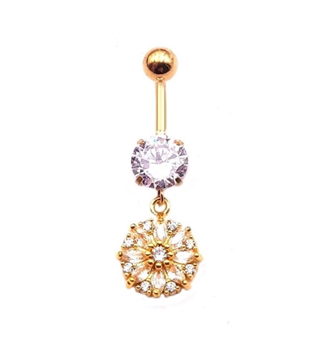 Welch Çelik Taşlı Göbek Çiçek Piercing