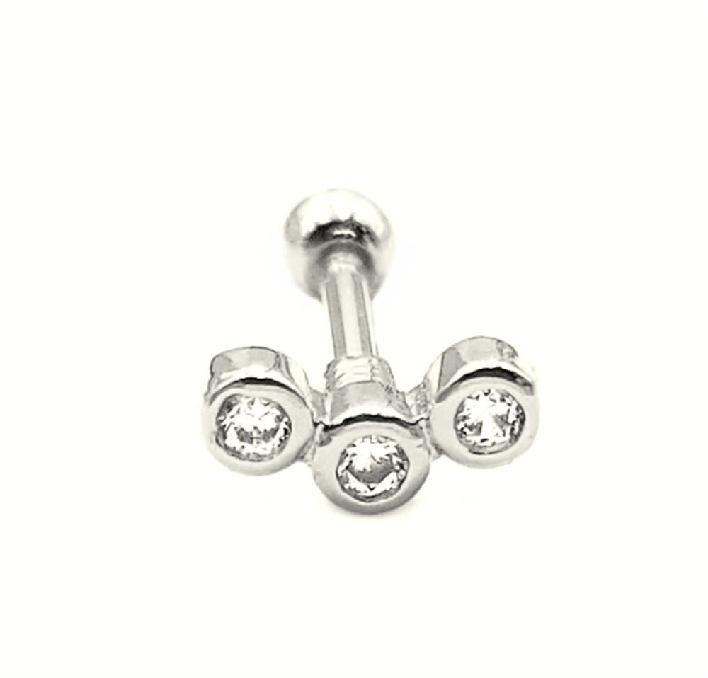 Welch Çelik Taşlı Helix Tragus Üç taş Piercing