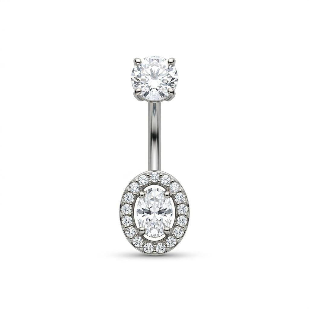 Welch Çelik Taşlı Oval Göbek Piercing Welch Çelik Taşlı Oval Göbek Piercing ve Piercing Modelleri - WELCH 