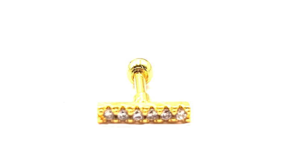 Welch Çelik Tragus Helix Taşlı Çubuk Piercing