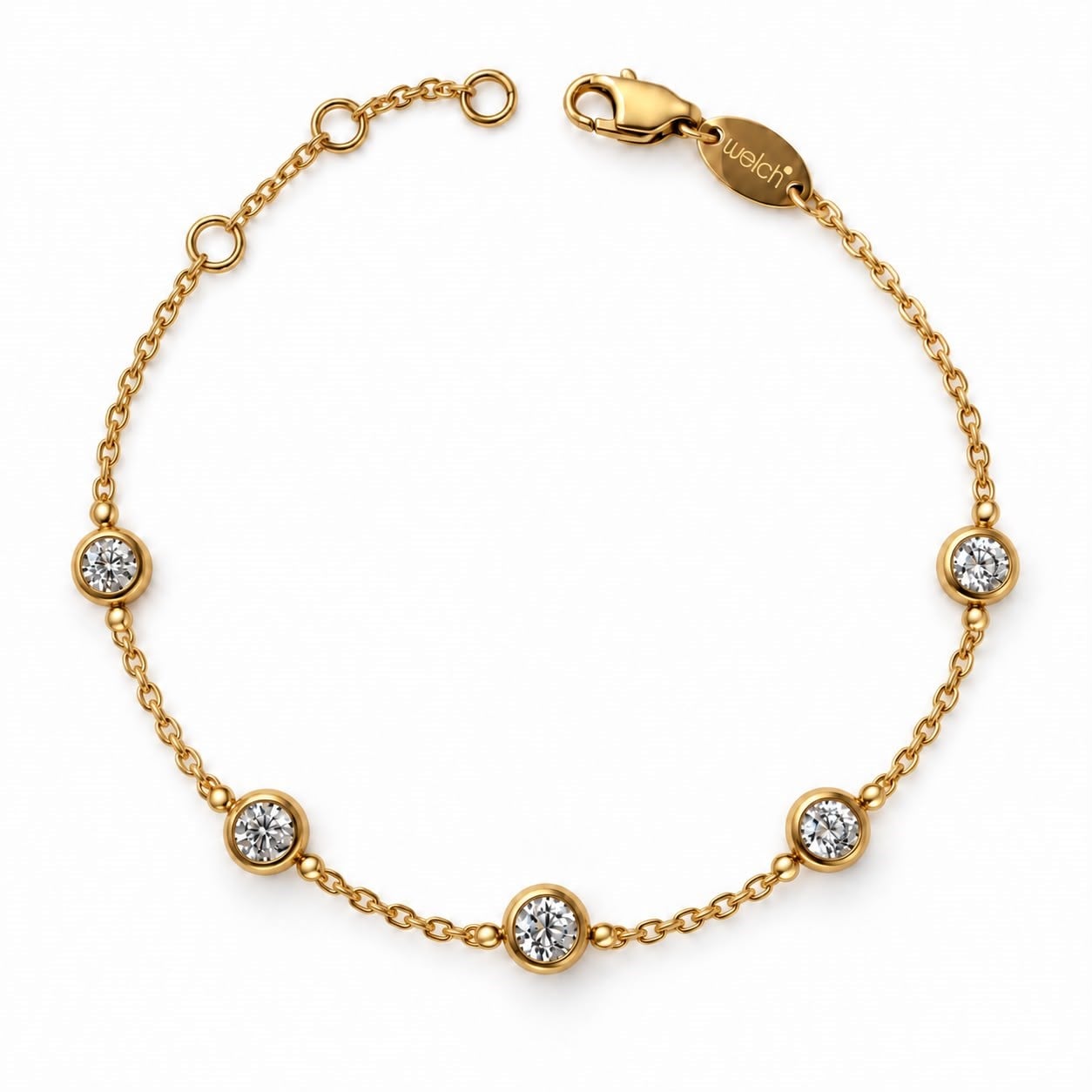 Welch 5A Zirkon Pırlanta Parlaklığı Bezel Gurme Bileklik Welch Gold 5A Zirkon Taşlı Pırlanta Parlaklığında Çelik Bileklik - WELCH 