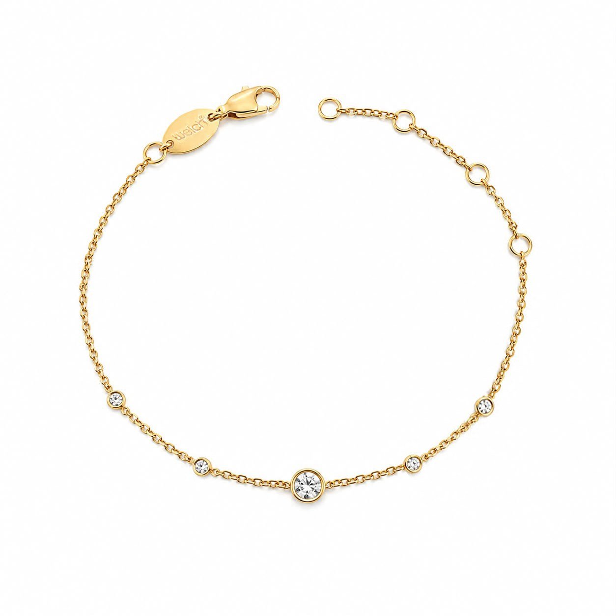 Welch 5A Zirkon Pırlanta Parlaklığı Bezel Bileklik Welch Gold 5A Zirkon Taşlı Pırlanta Parlaklığında Çelik Bileklik - WELCH 