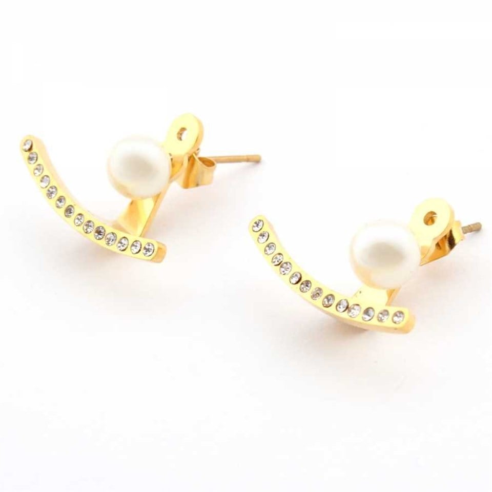Welch Gold Çelik İncili Küpe