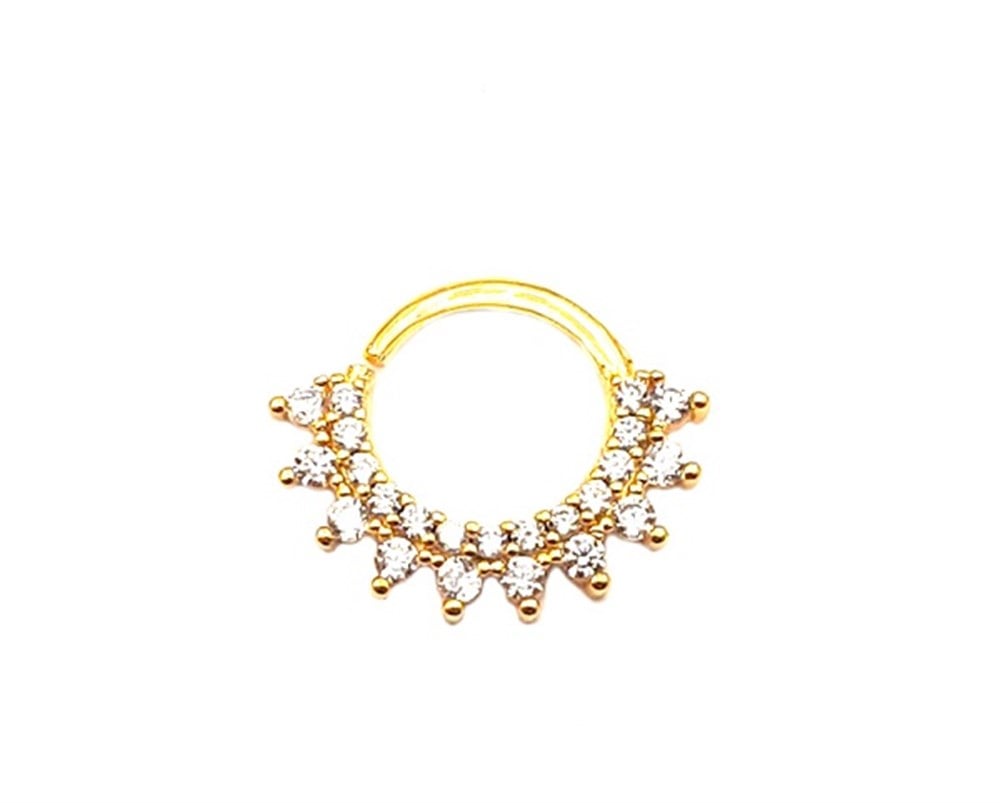Welch Gold Çelik Taşlı Halka Burun Hızma Piercing