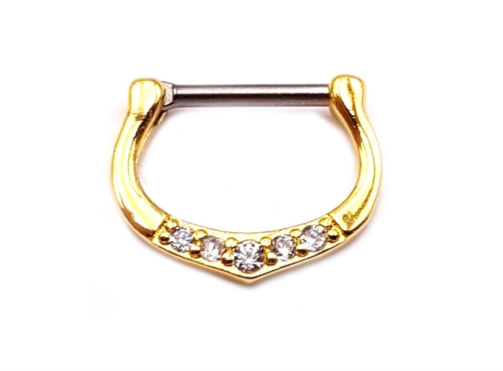 Welch Gold Çelik Taşlı Septum Piercing