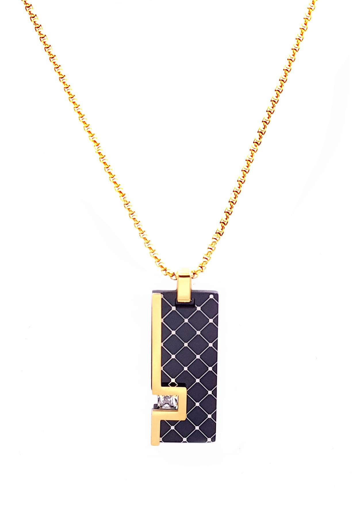 Welch Gold Steel Solitaire Pendant