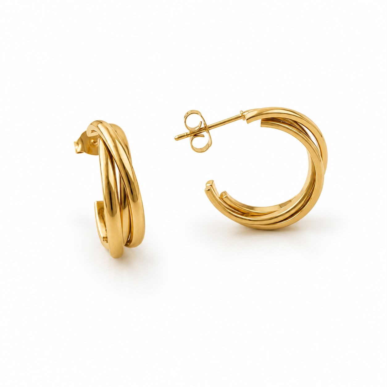 Welch Gold Çelik Twist Halka Küpe Welch Gold Çift Sıra Burgulu Halka Küpe Modelleri ve Çelik Küpe Fiyatları - WELCH 