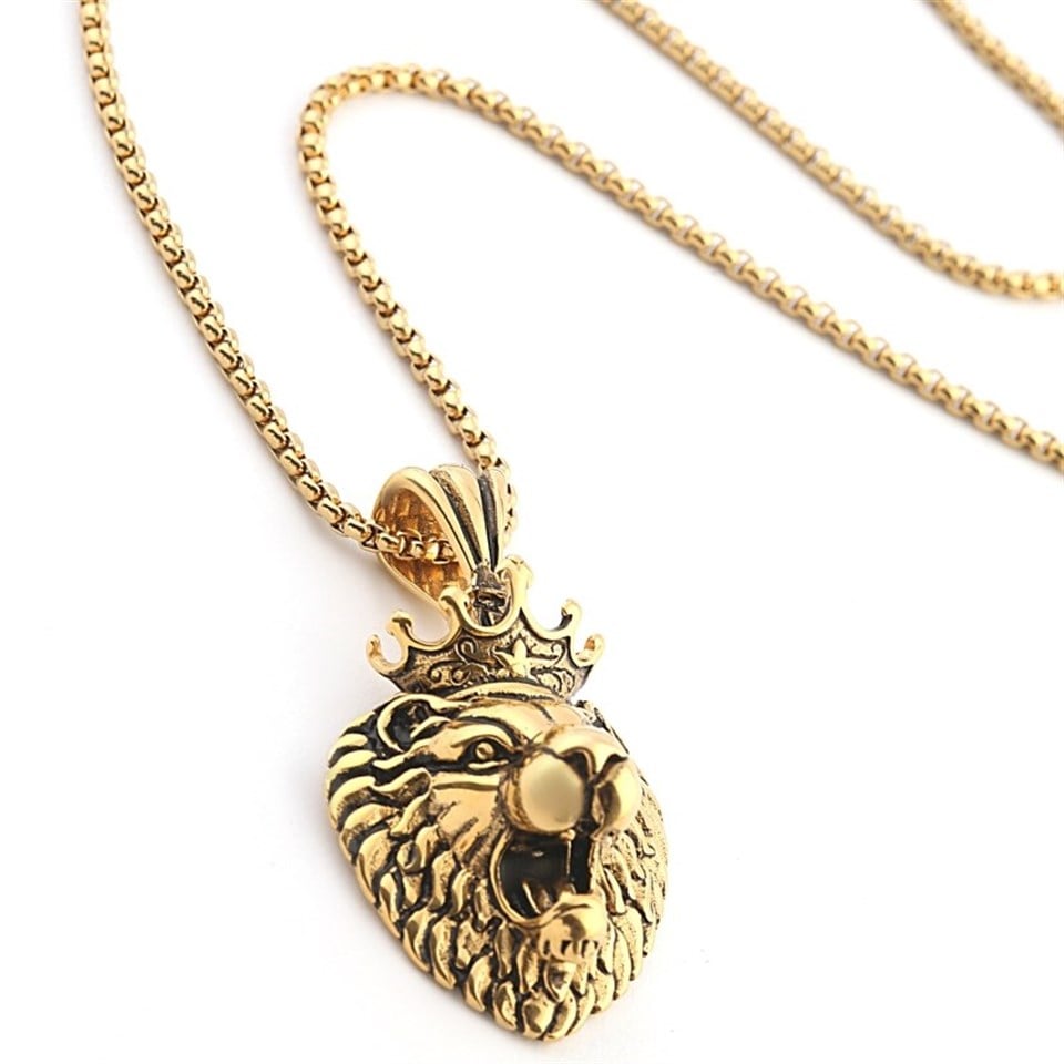 Welch Gold Kral Aslan Çelik Kolye