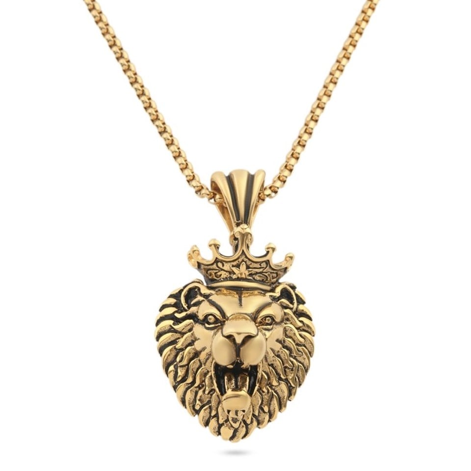 Welch Gold Kral Aslan Çelik Kolye