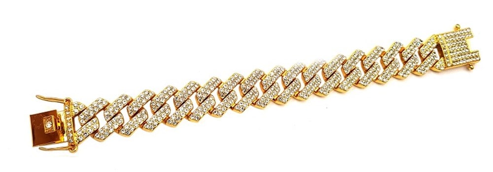 Welch Gold Taşlı Cuban Bileklik
