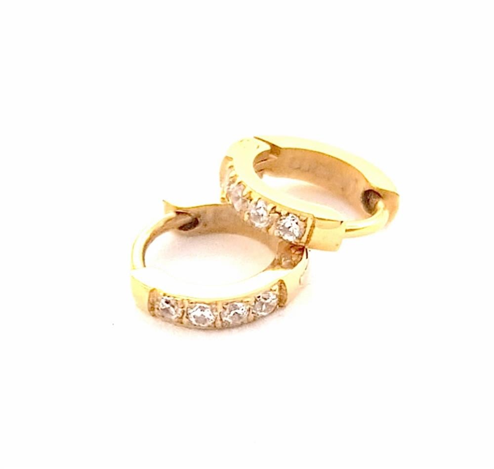 Welch Gold Taşlı Minimal Halka Çelik Küpe