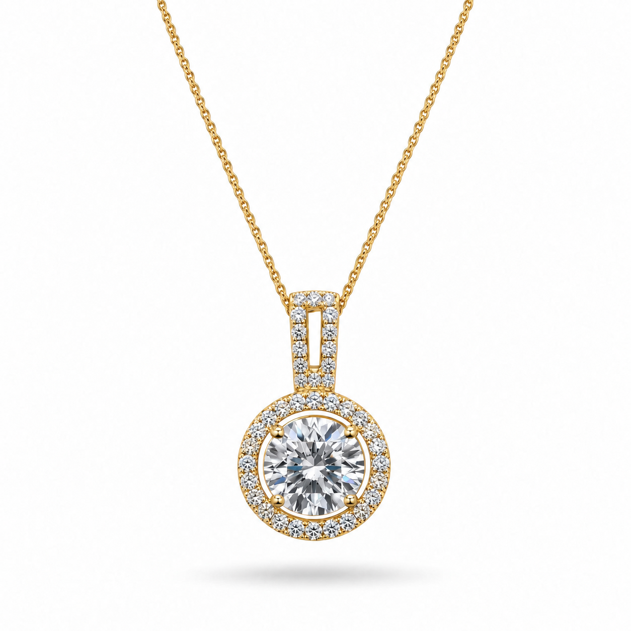 Welch Kararmaz Welch Kararmaz Işıltılı Halo Tektaş Gold Kolye - 925 Ayar Gümüş Welch Kararmaz Işıltılı Halo Tektaş Gold Gümüş Kolye ve Gümüş Kolye Modelleri | WELCH 