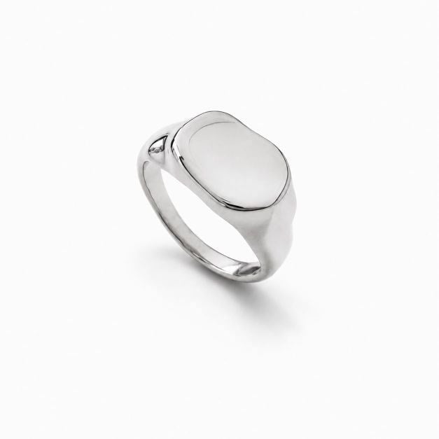 Welch Nova Mühür (Signet) Minimal Çelik Yüzük – White Welch Nova Mühür (Signet) Minimal Çelik Yüzük Gold Kaplama | Kadın Yüzük 