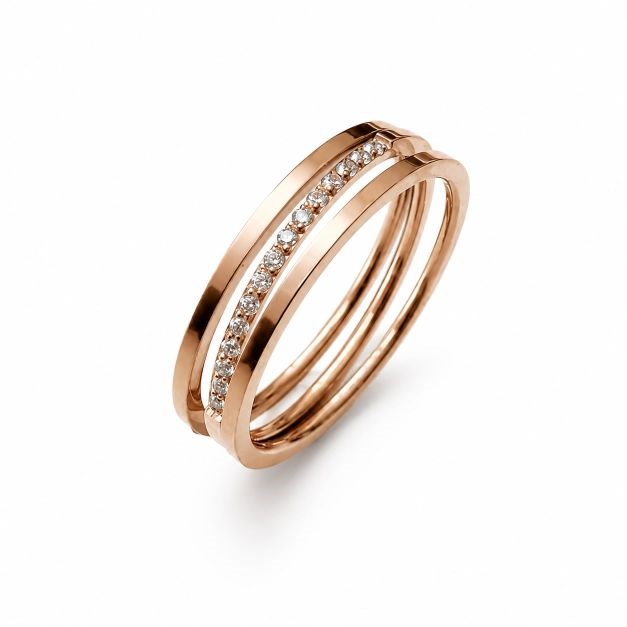 Welch Taşlı Rose Çelik Yüzük Welch Nova Mühür (Signet) Minimal Çelik Yüzük Gold Kaplama | Kadın Yüzük 
