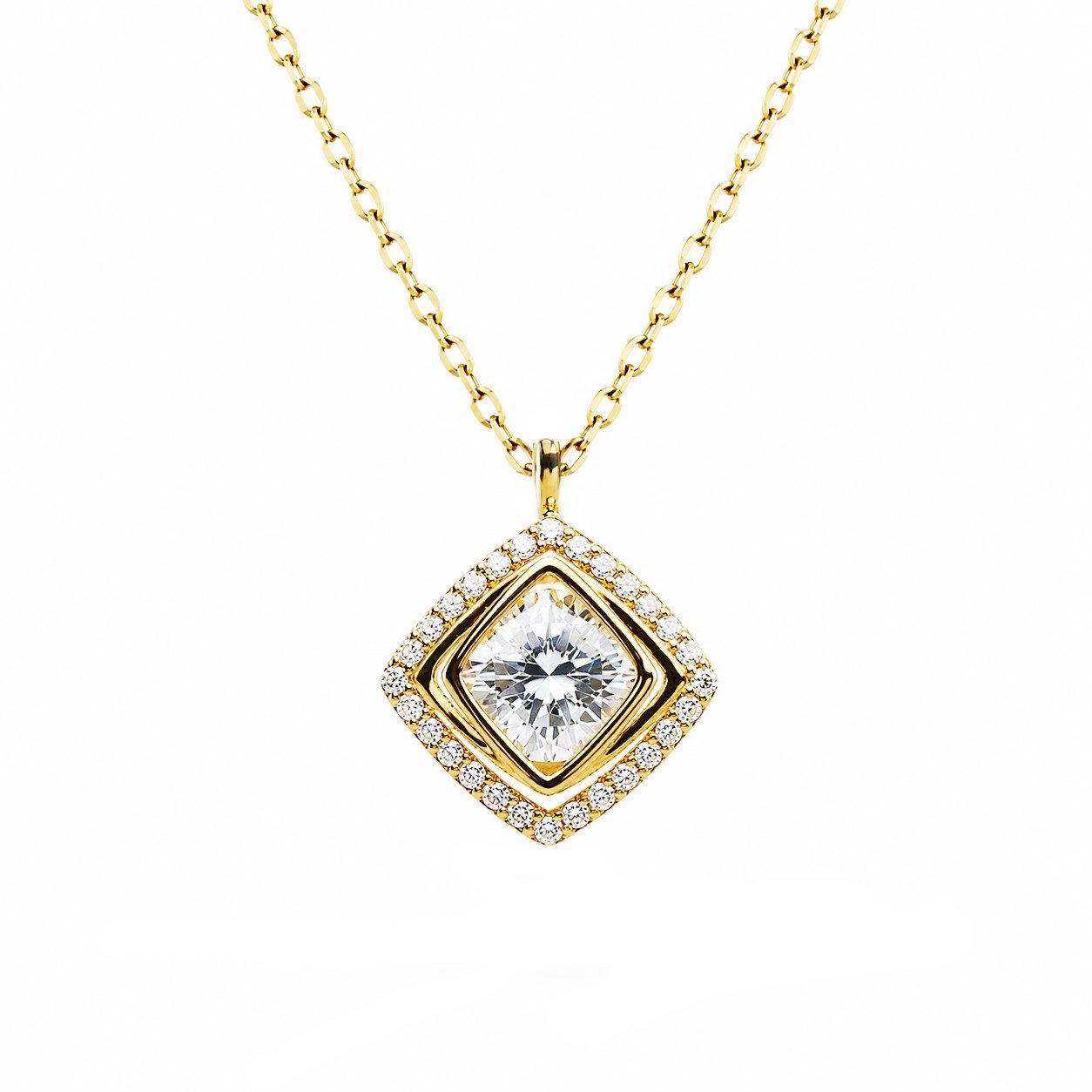 Welch Radiant Taşlı Kare Gold Kolye - 925 Ayar Gümüş Welch Radiant Taşlı Kare Gold Kolye - 925 Ayar Gümüş ve Gümüş Kolye Modelleri | WELCH 