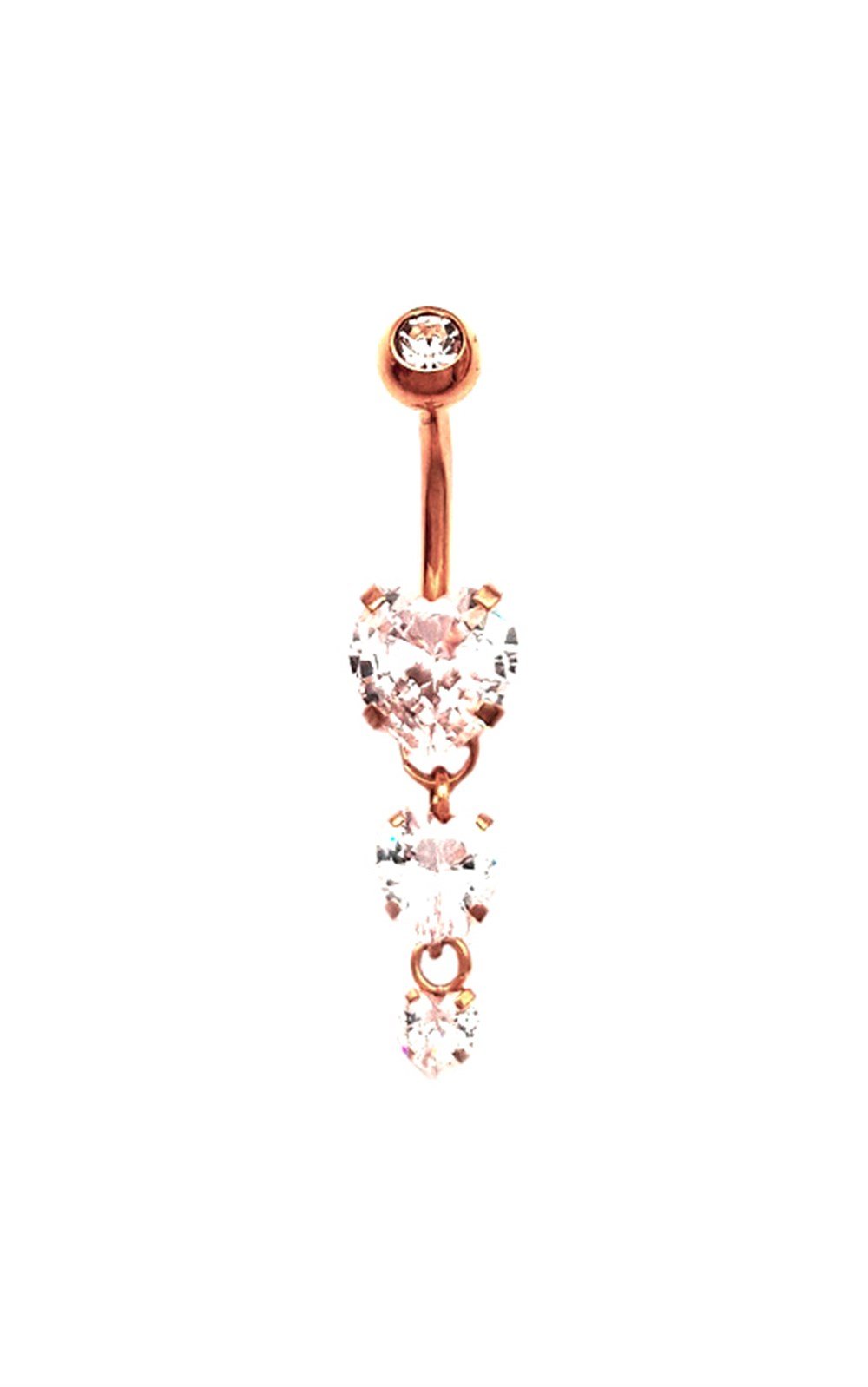 Welch Taşlı Kalpli Göbek Çelik Rose Piercing