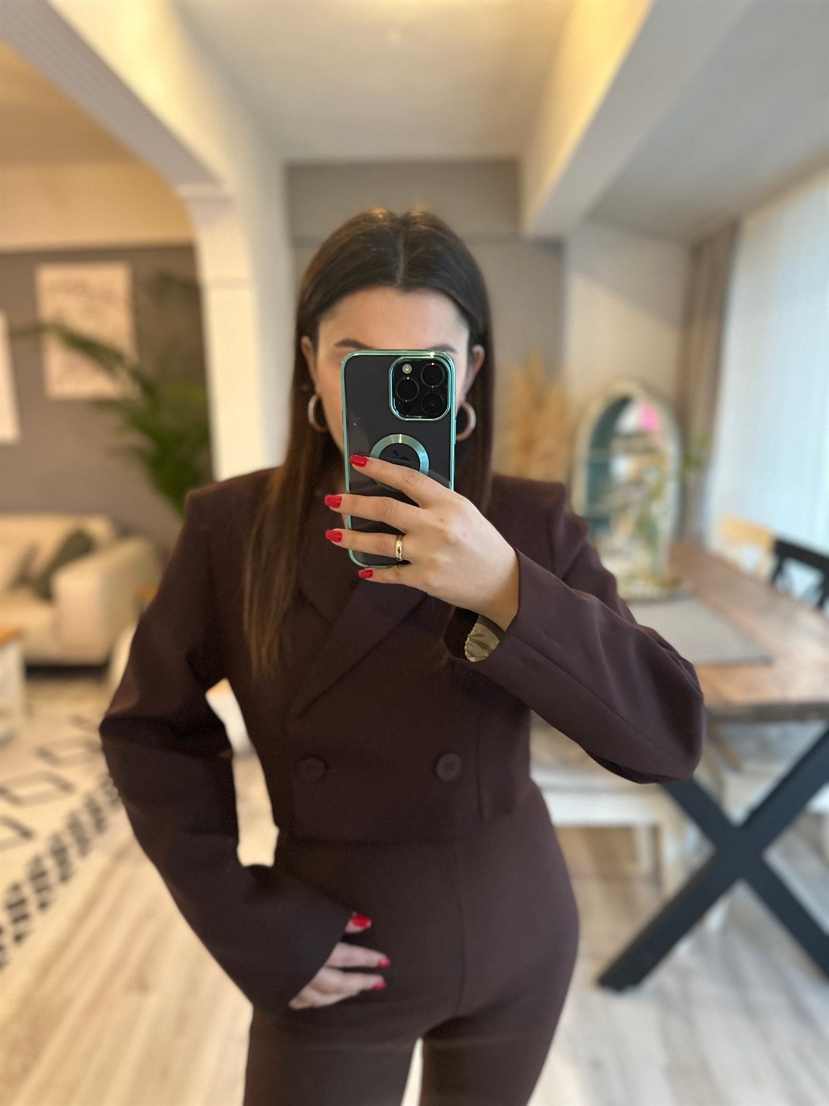 Acı Kahve Crop Ceket | StrawberryWear