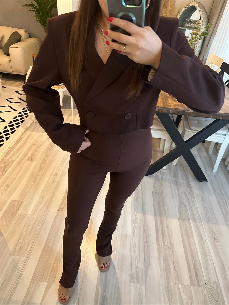 Acı Kahve Paça Yırtmaç Fitilli Tayt | StrawberryWear