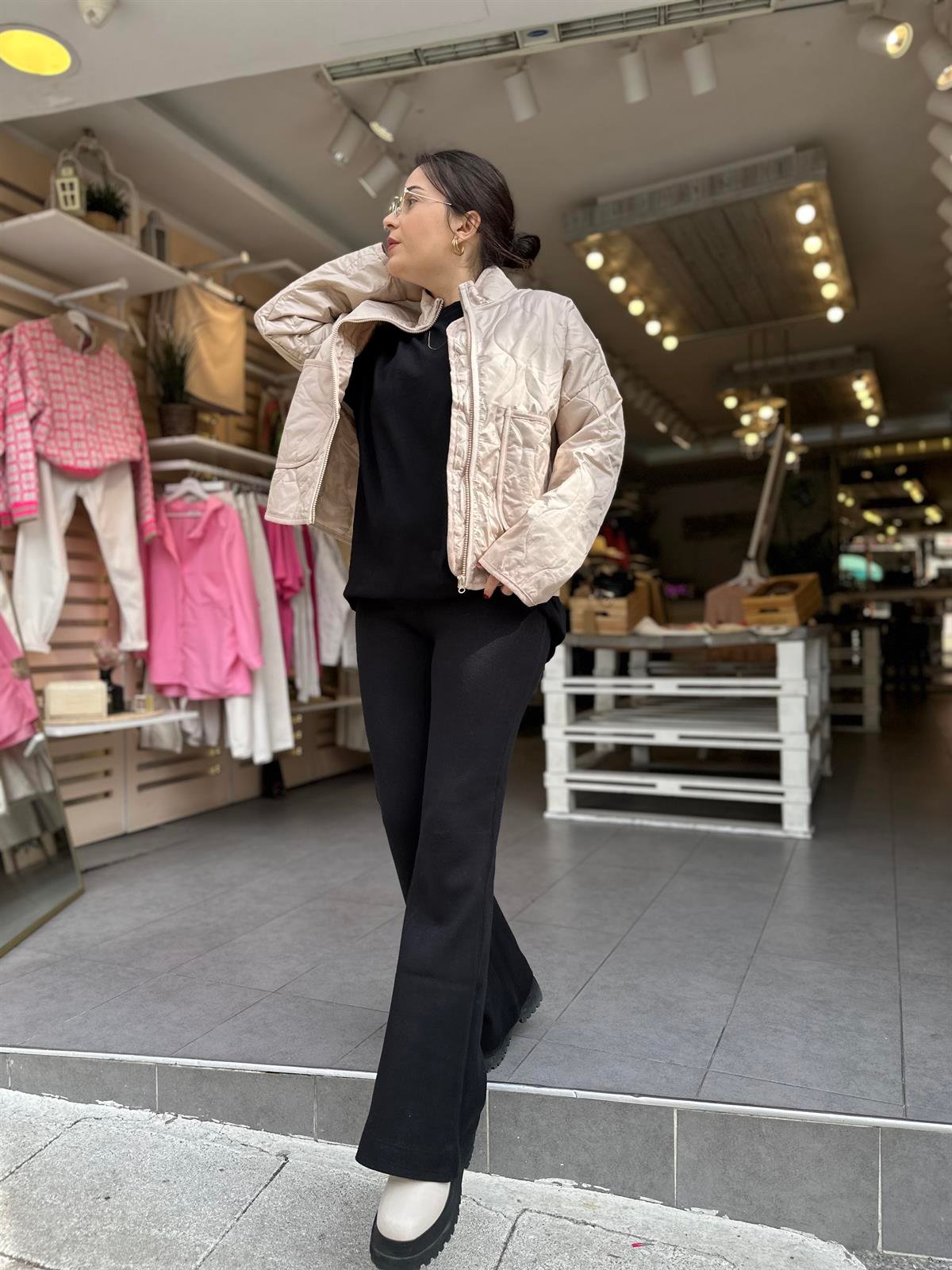 Camel Kapitone Ceket | StrawberryWear