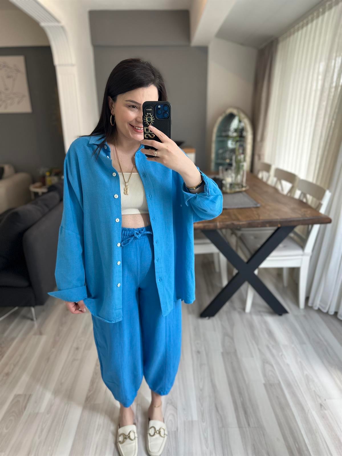 Mavi Keten Şalvar | StrawberryWear