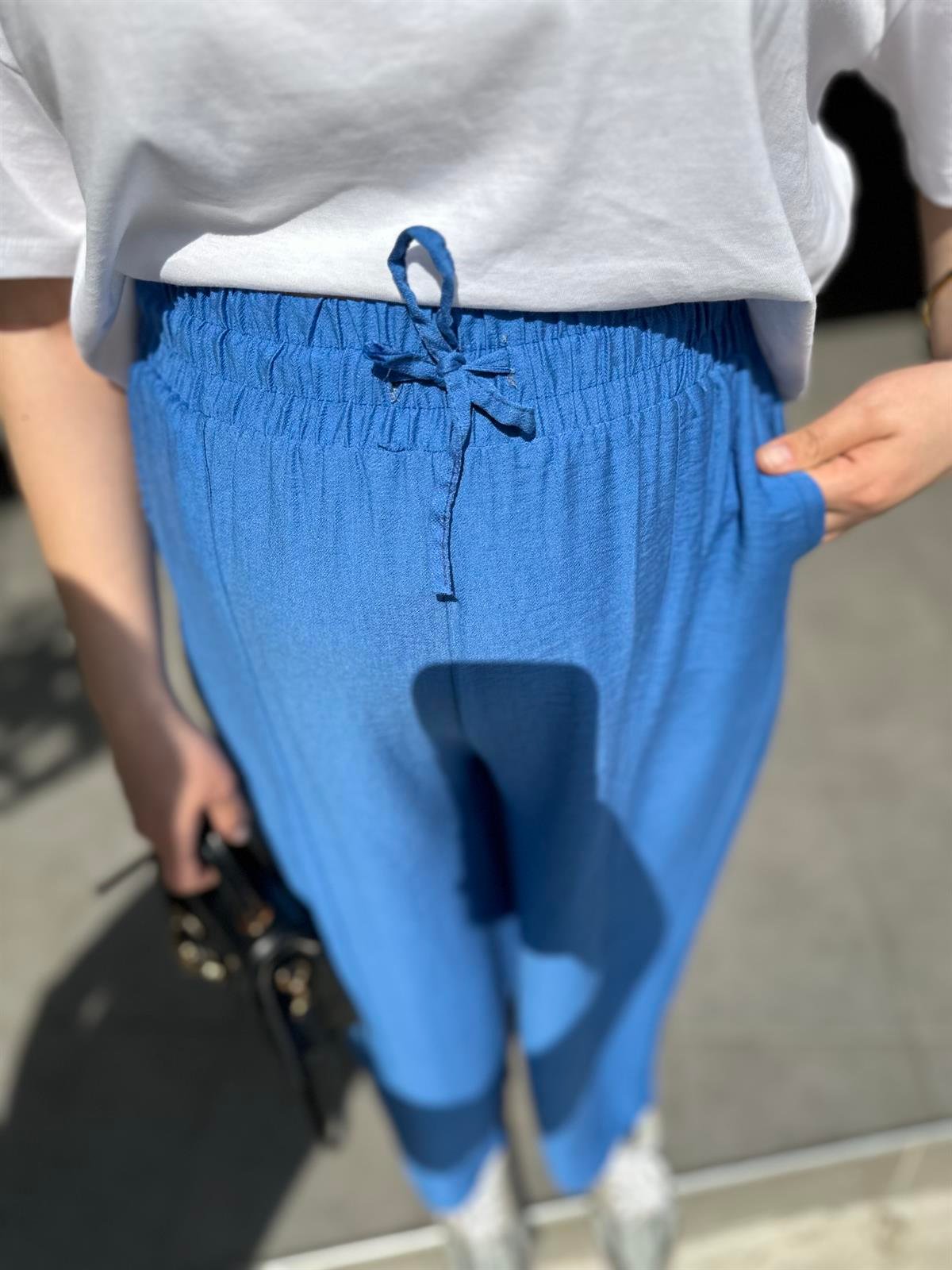 Mavi Keten Şalvar  | StrawberryWear
