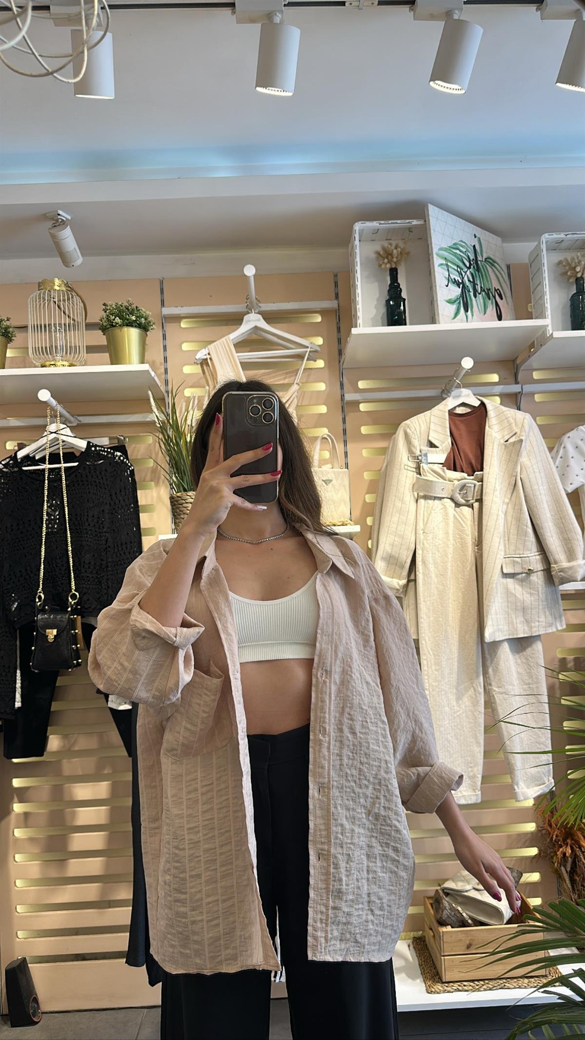 Oversize Bej Gömlek | StrawberryWear