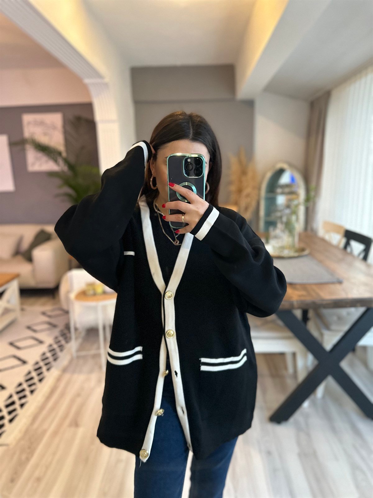 Oversize Dügme Detay Hırka | StrawberryWear