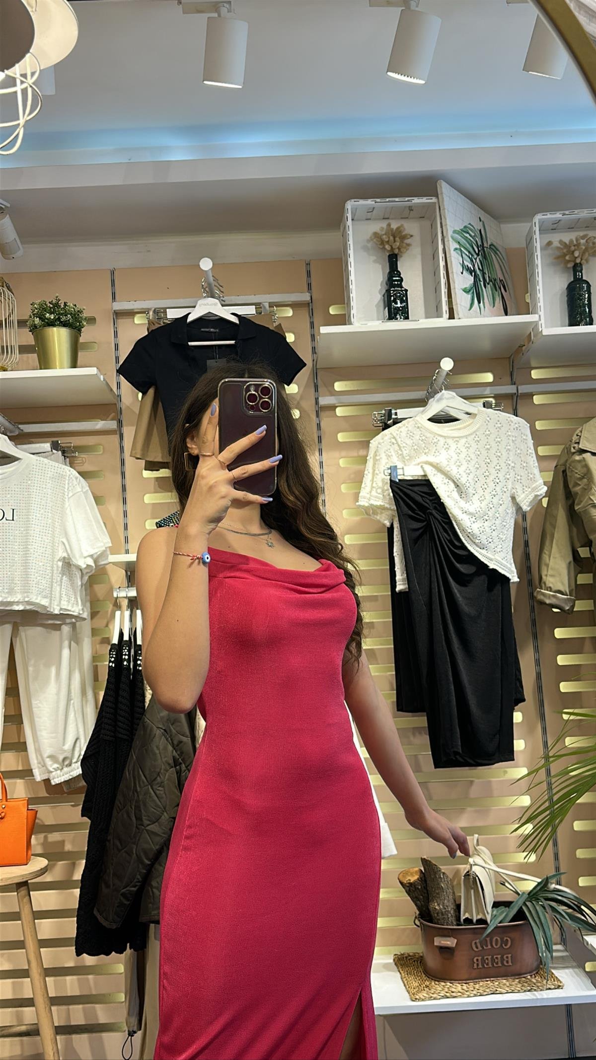 Pembe Askılı Yırtmaçlı Elbise | StrawberryWear