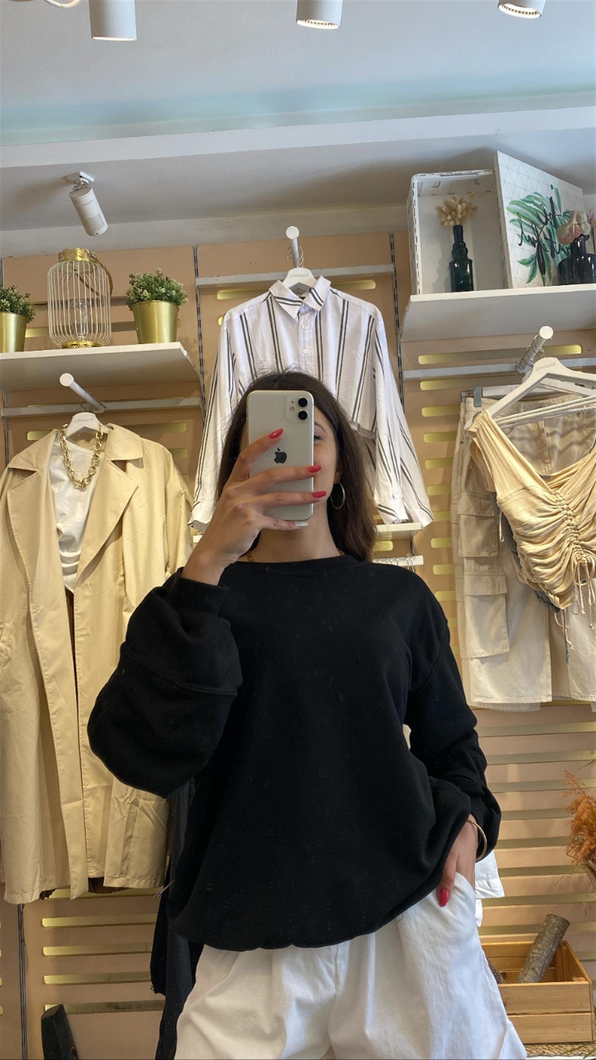 Siyah Oversize Sweatshirt | StrawberryWear