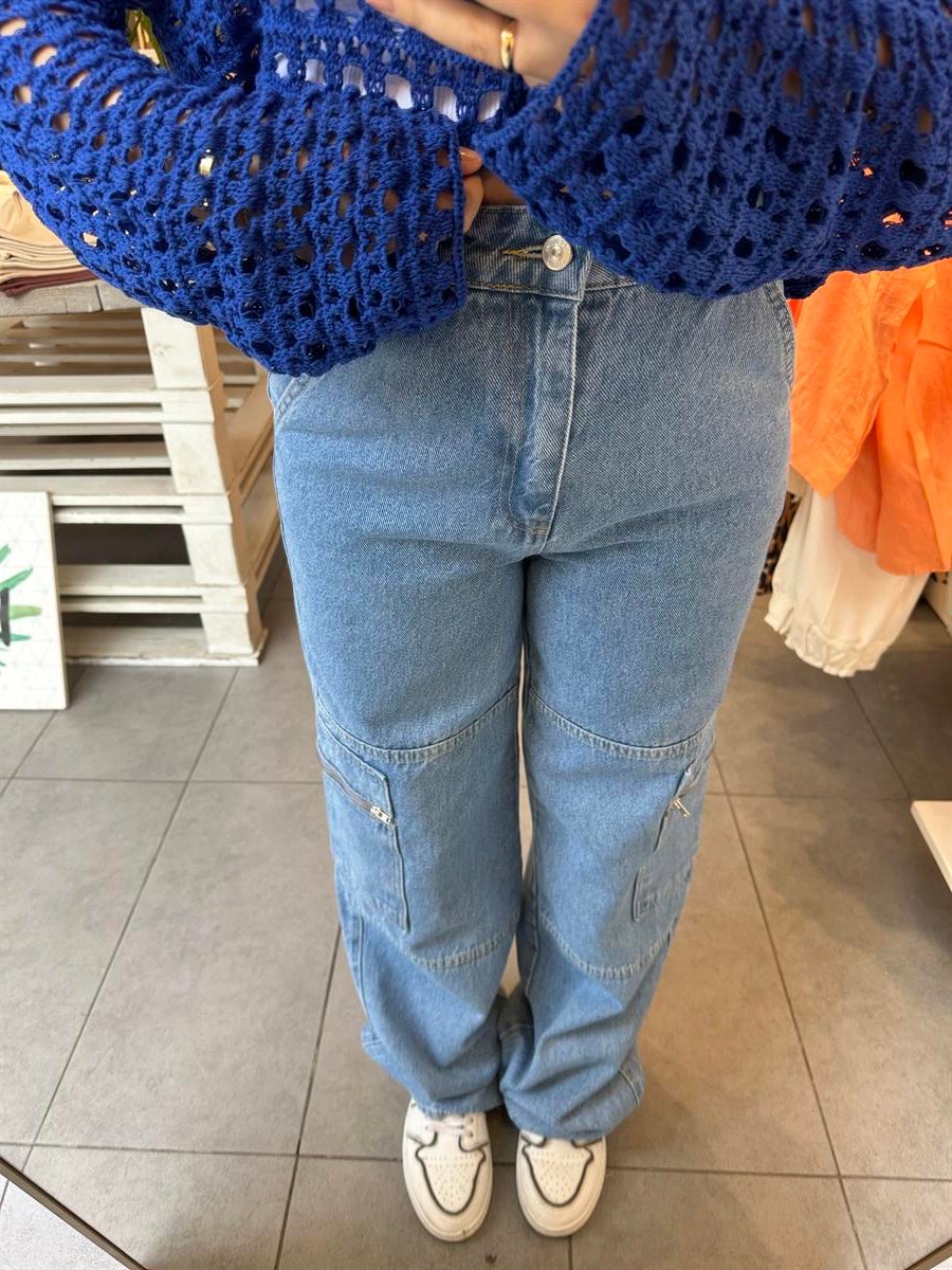 Yanı Fermuarlı Kargo Jean | StrawberryWear
