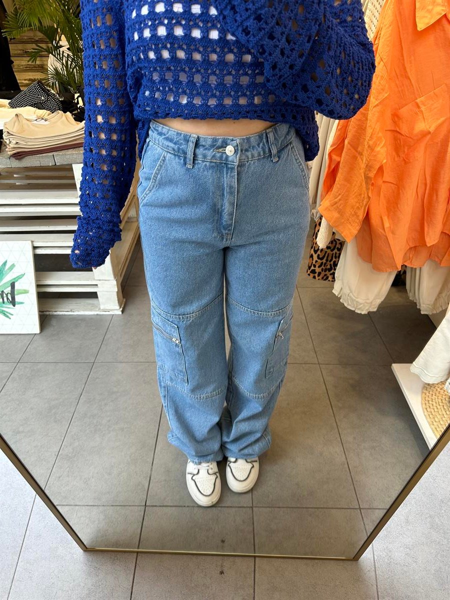 Yanı Fermuarlı Kargo Jean | StrawberryWear