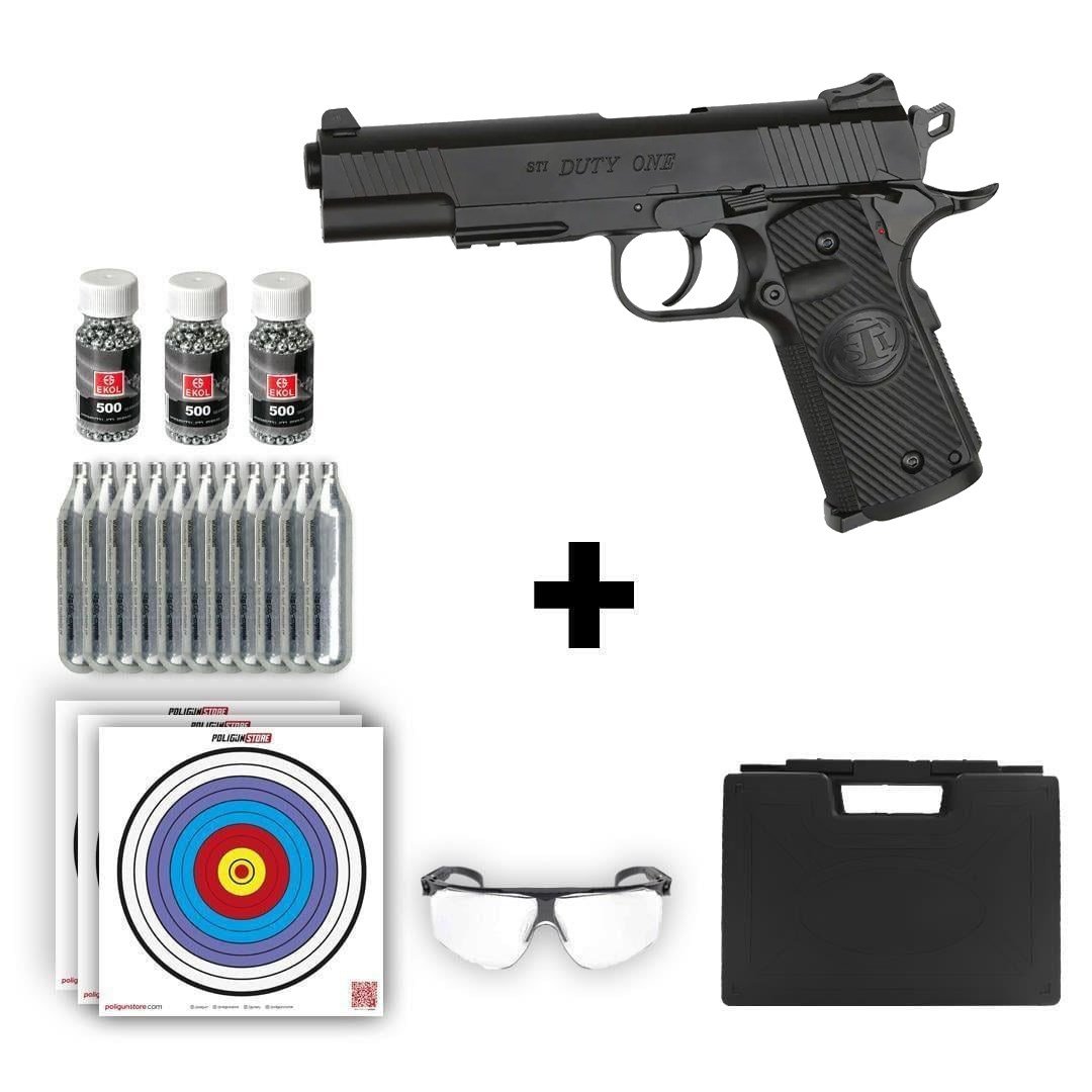 ASG STI Duty One 4.5mm Blowback Havalı Tabanca + 10 Adet Co2 + 3 Adet 4.5mm BB + Taşıma Çantası + Balistik Gözlük