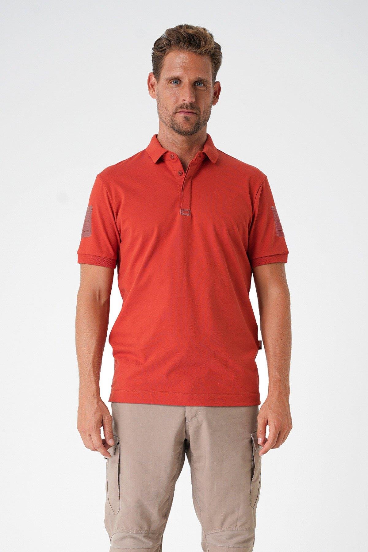 Casual Ryker Polo T-Shirt (Cırtlı) - KİREMİT