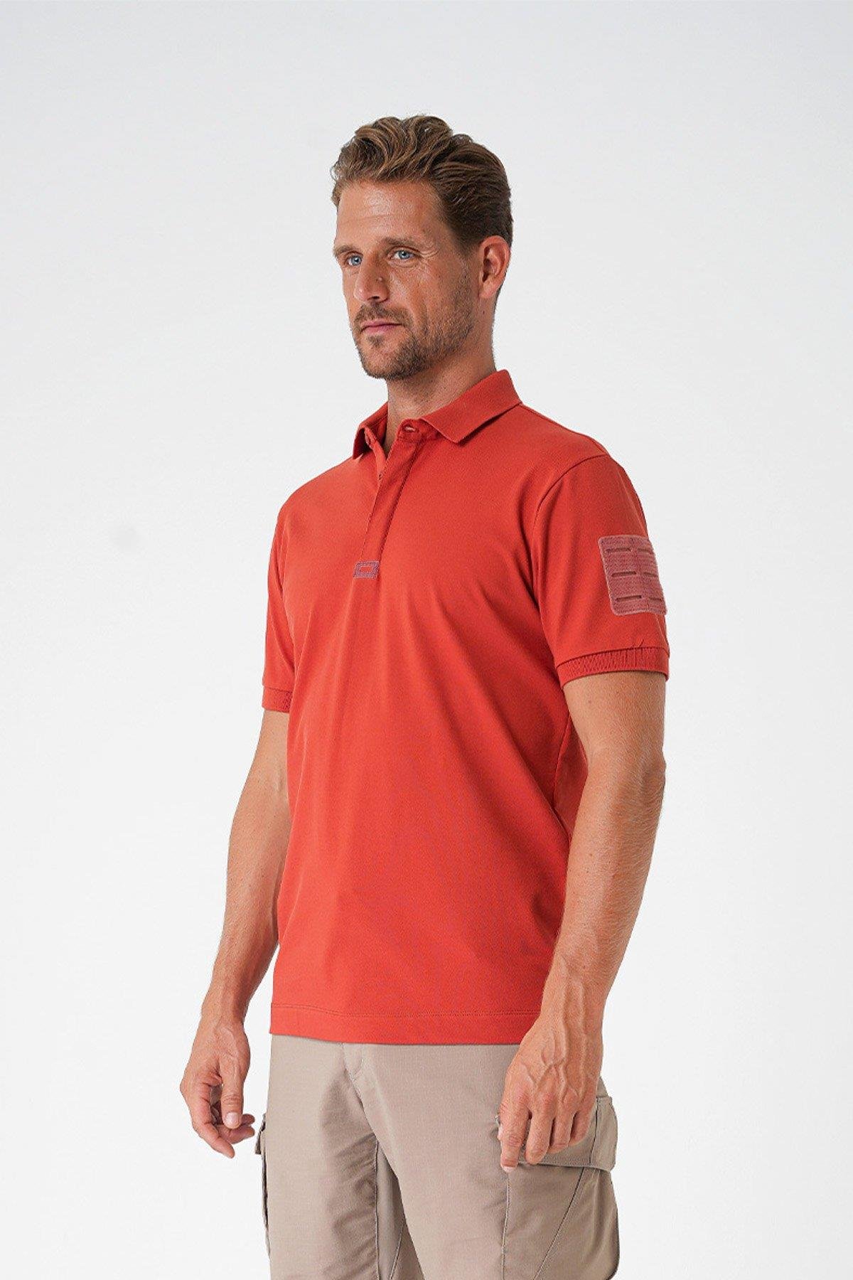 Casual Ryker Polo T-Shirt (Cırtlı) - KİREMİT