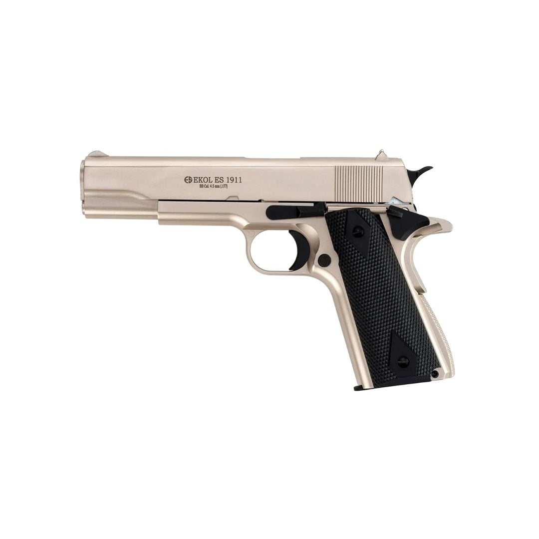 Ekol ES 1911 Havalı Tabanca - Saten + 10 Adet Co2 + 3 Adet 4.5mm BB + Taşıma Çantası + Balistik Gözlük