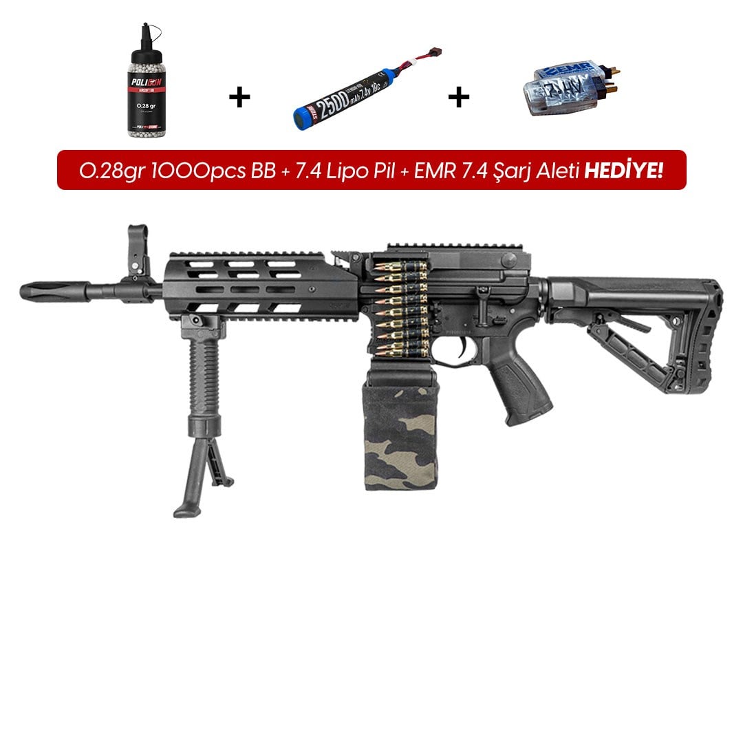 G&G CM16 LMG Siyah Airsoft Tüfeği