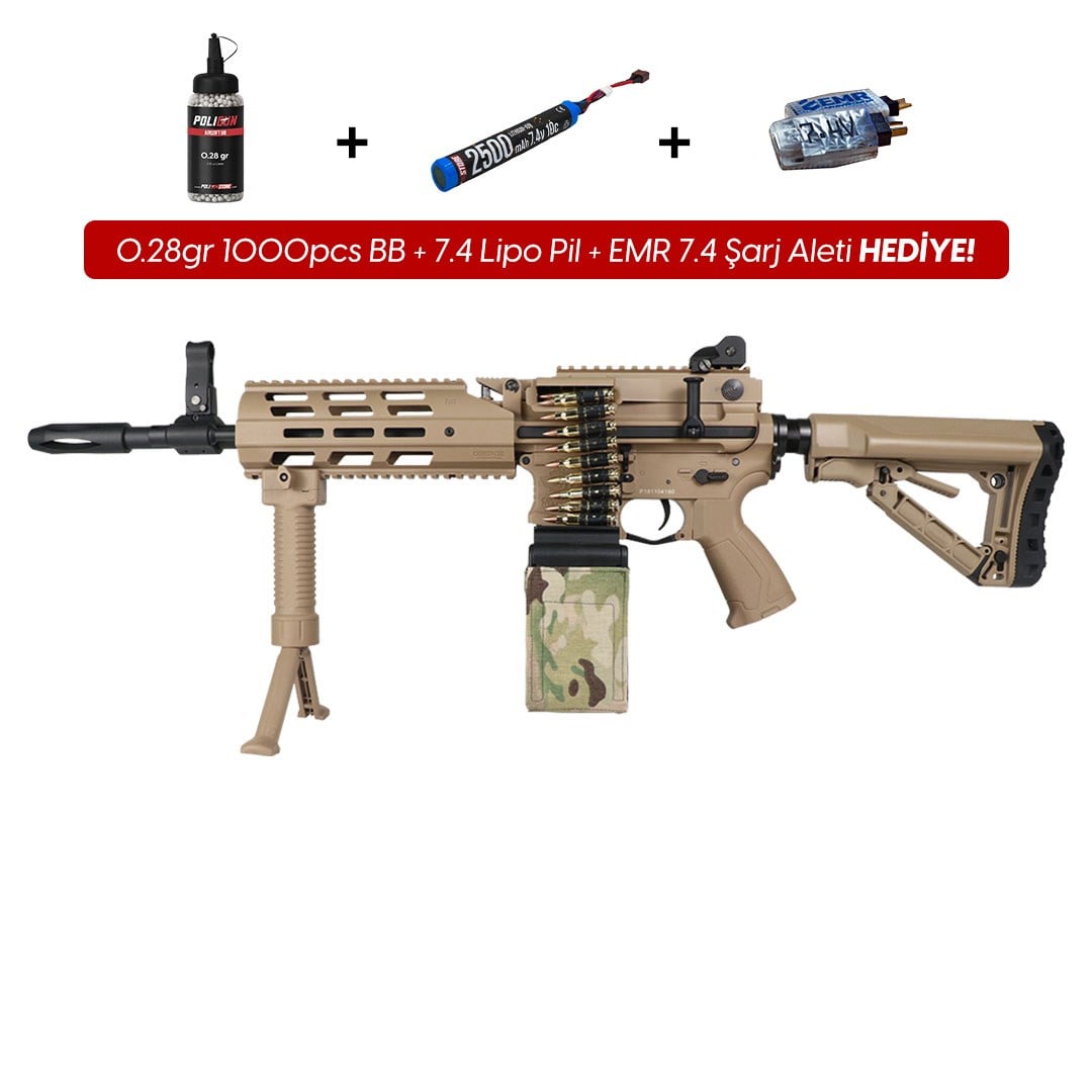 G&G CM16 LMG Tan Airsoft Tüfeği