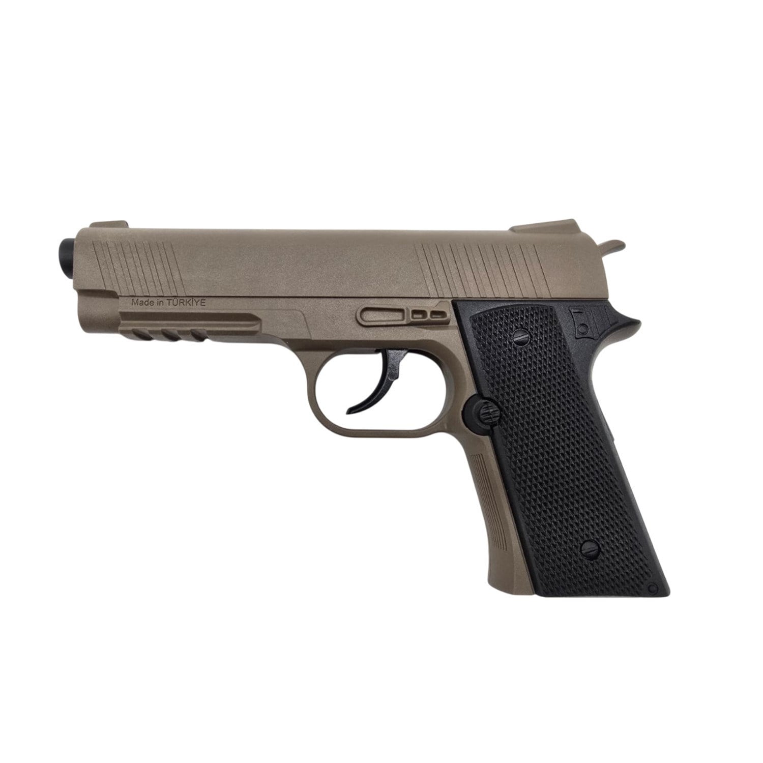 Rubino RBN-1911 Çöl Rengi Havalı Tabanca + 10 Adet Co2 + 3 Adet 4.5mm BB + Taşıma Çantası + Balistik Gözlük