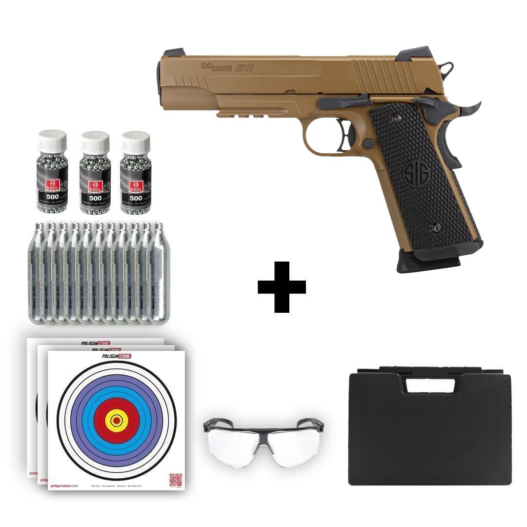 Sig Sauer 1911 Emperor Scorpion 4.5mm Blowback Havalı Tabanca + 10 Adet Co2 + 3 Adet 4.5mm BB + Taşıma Çantası + Balistik Gözlük
