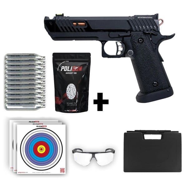STI Pit Viper Siyah Co2 Airsoft Tabanca + 10 Adet Co2 Tüp + 0.20gr BB + Taşıma Çantası + Balistik Gözlük