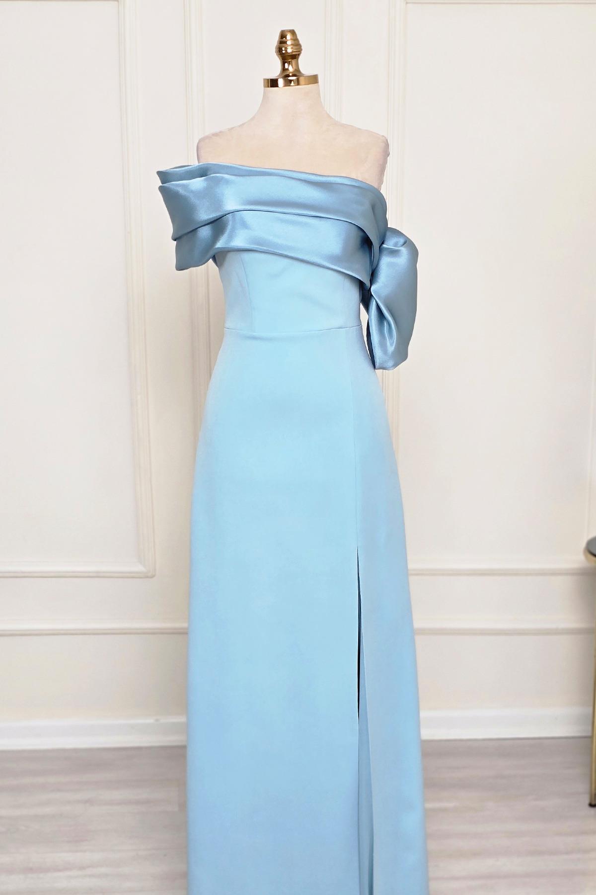 BEBE MAVİSİ Asimetrik Krep Elbise 6589