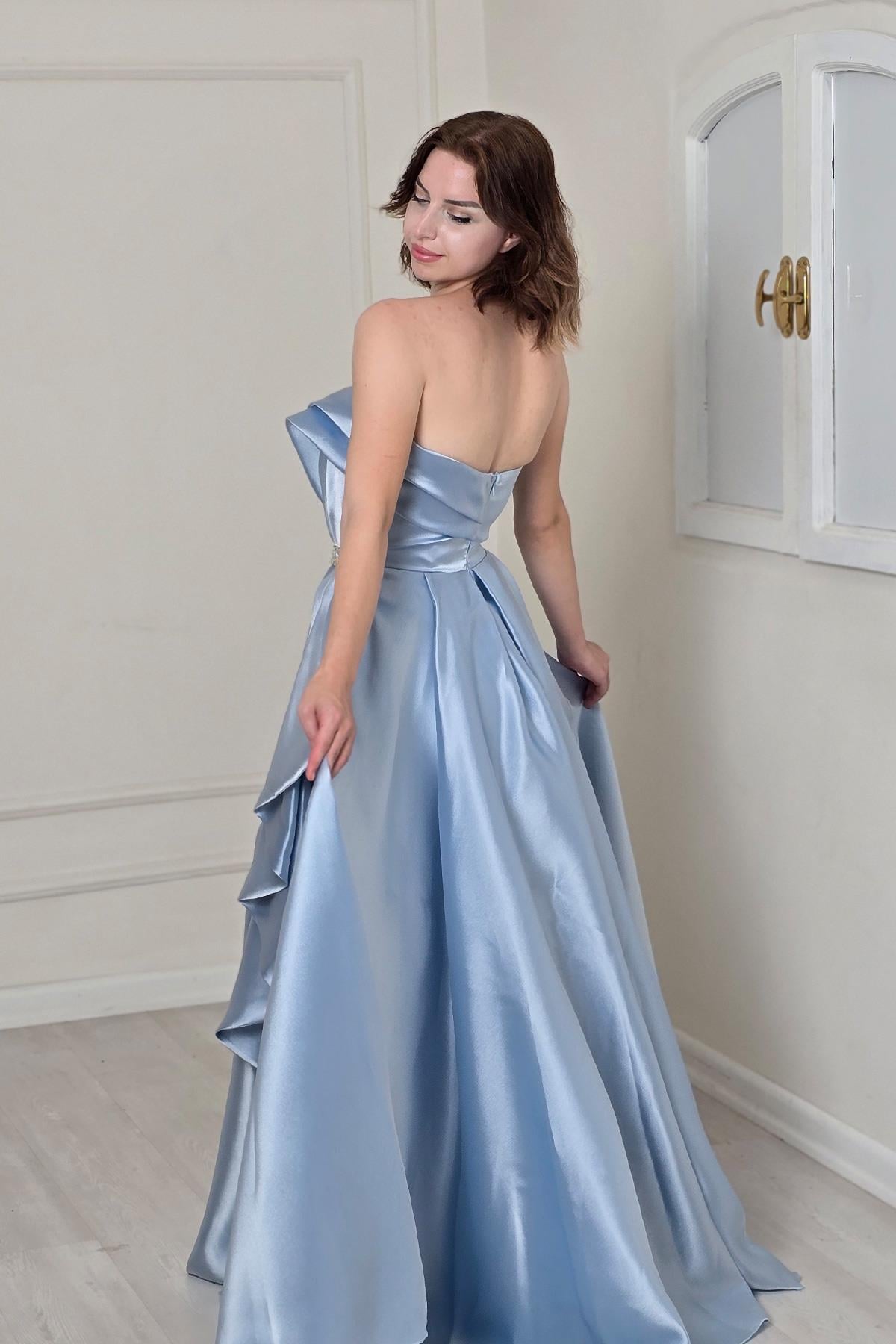 BEBE MAVİSİ Taşlı Abiye 8024