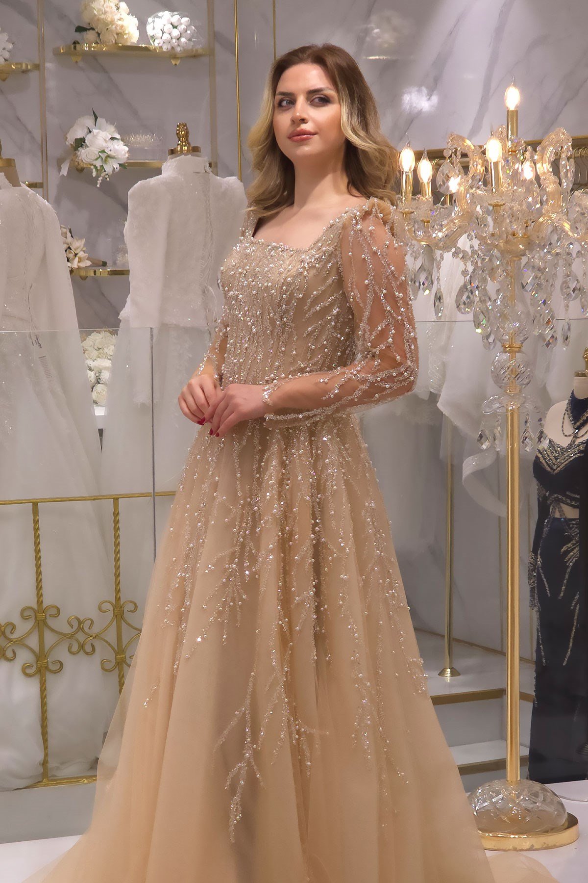 Bej Ync Korseli Nişanlık 8097