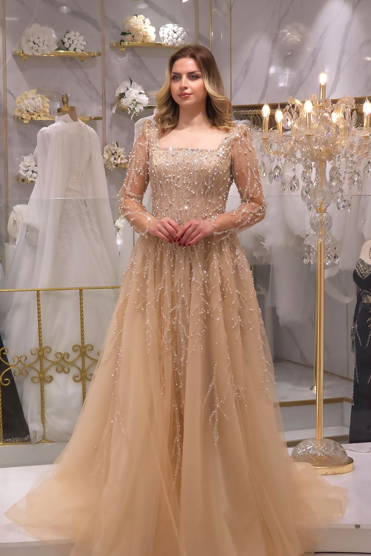 Bej Ync Korseli Nişanlık 8097