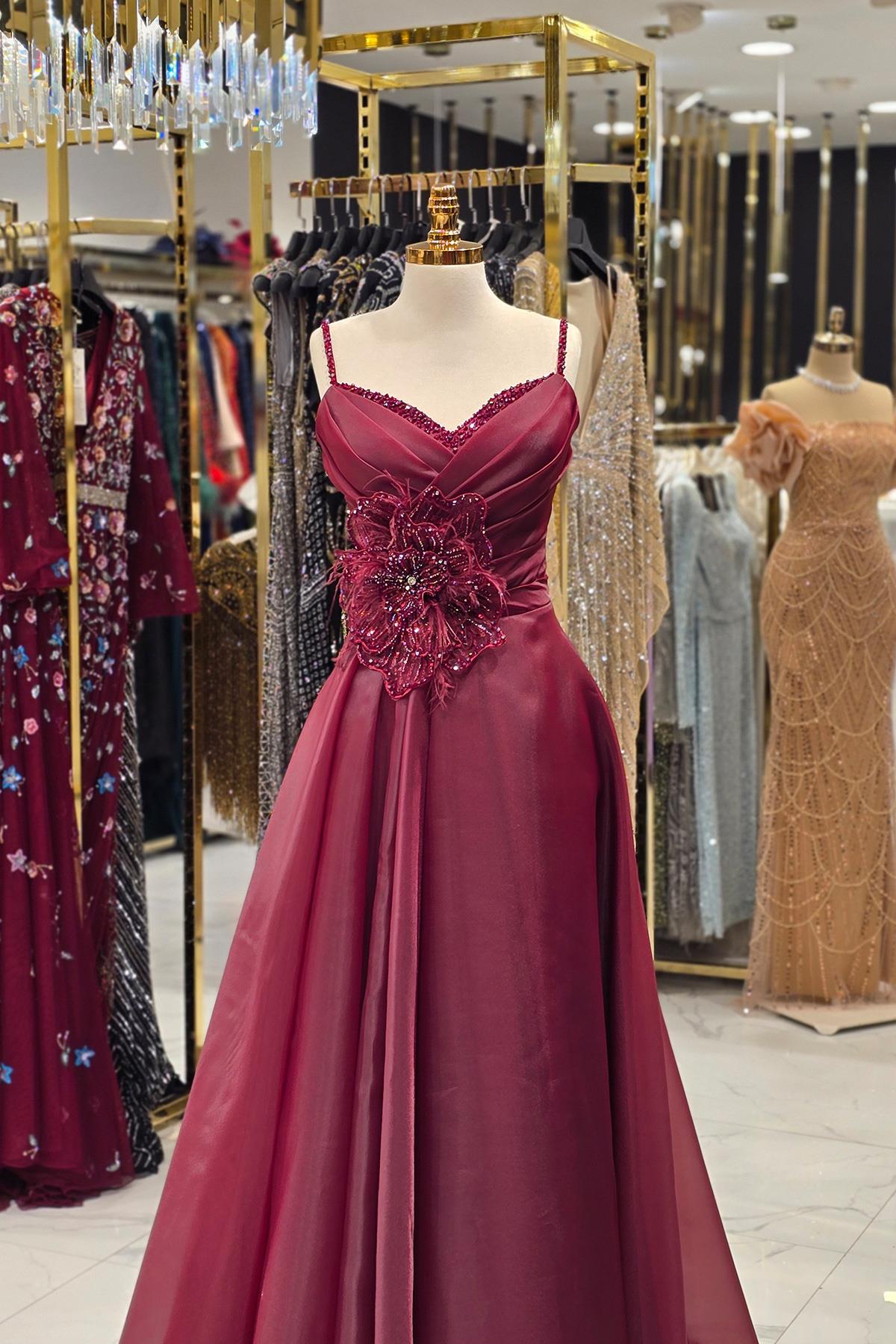 Bordo Dream Güllü Abiye 7913