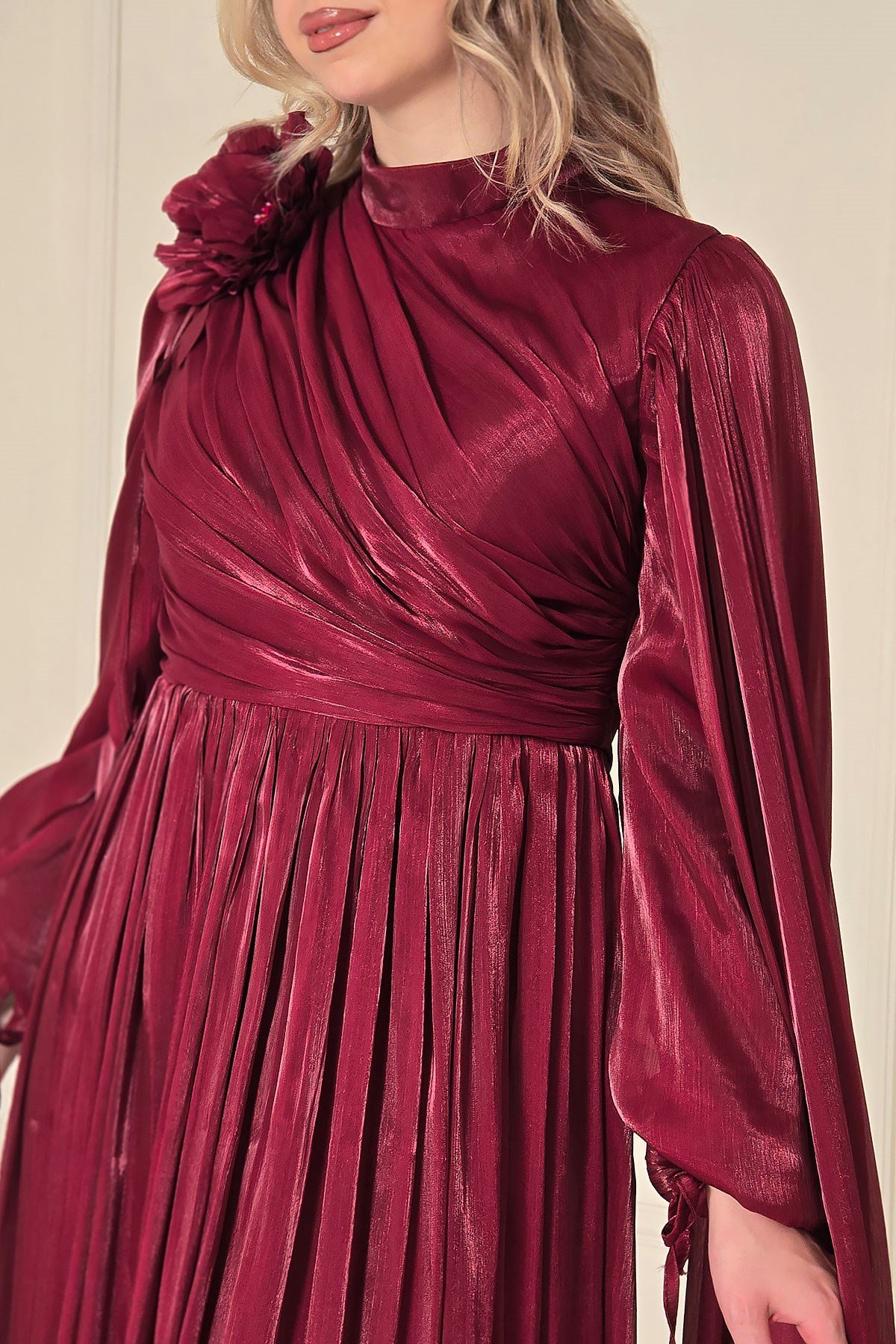 Bordo Pelerinli Abiye 4923