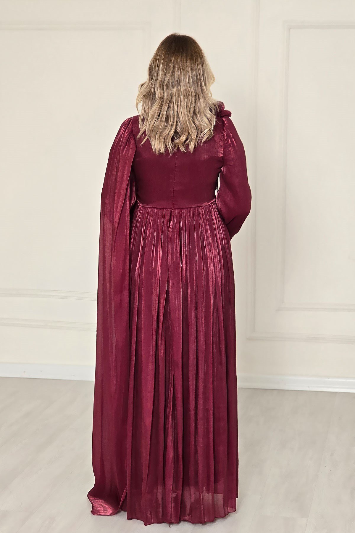 Bordo Pelerinli Abiye 4923