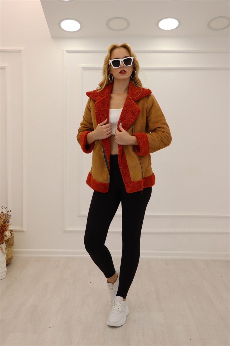 Camel Turuncu Süet İçi Teddy Kaban 101322